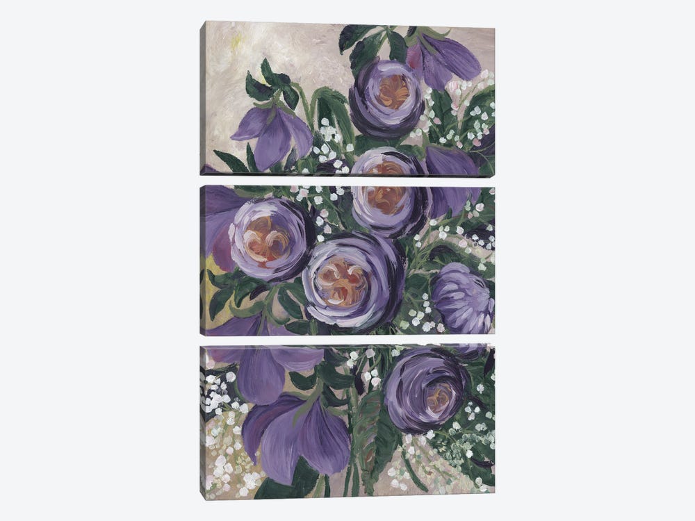 Aaliyah Painterly English Roses by blursbyai 3-piece Canvas Print