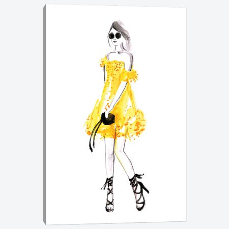 Yellow Sundress Fashion Illustration Canvas Print #RLZ51} by blursbyai Canvas Artwork
