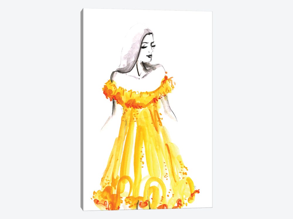 Yellow Summer Dress Fashion Illustration by blursbyai 1-piece Canvas Print