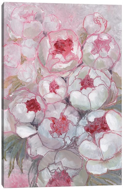 Nuria Painterly Peony Bouquet Canvas Art Print - blursbyai