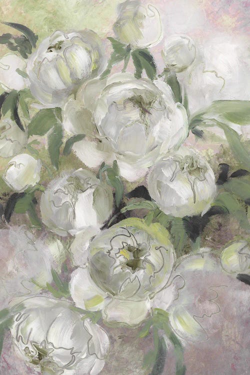Sady Painterly Florals In Green by blursbyai wall art