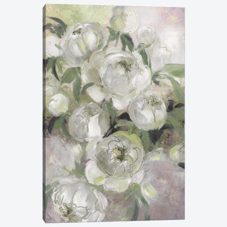 Sady Painterly Florals In Green Canvas Print #RLZ547} by blursbyai Art Print
