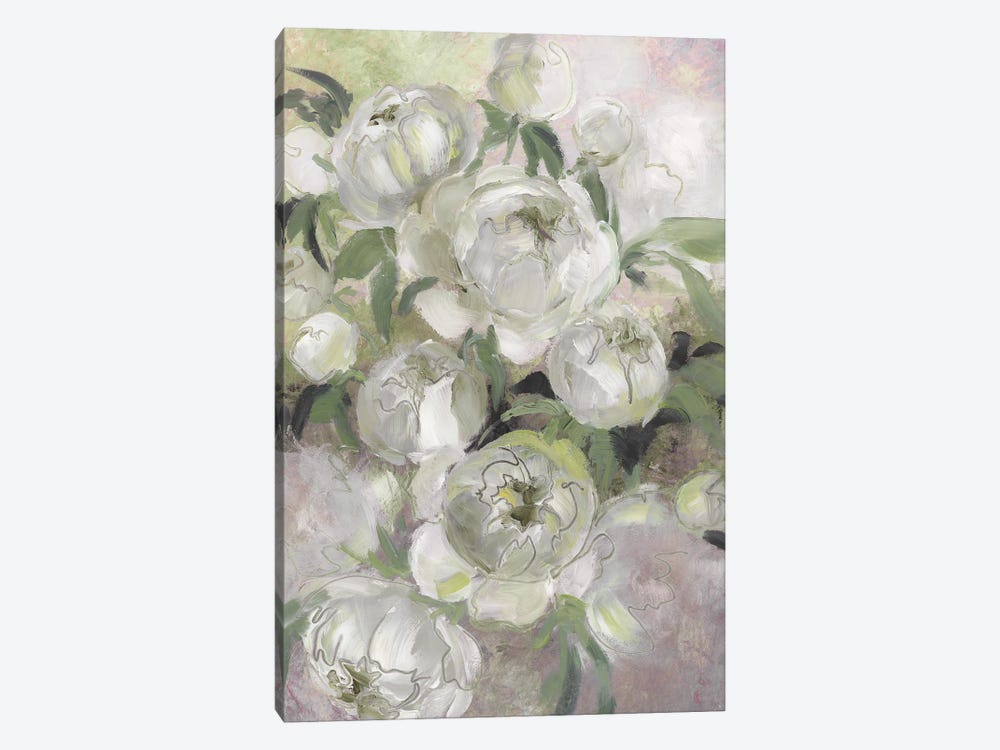 Sady Painterly Florals In Green by blursbyai 1-piece Canvas Art Print