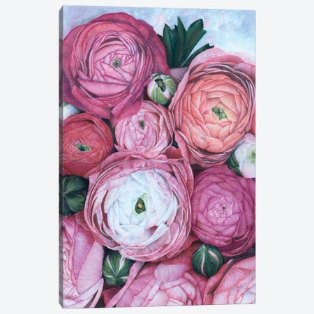Arleth Ranunculus Bouquet In Cold Pink Canvas Print #RLZ558} by blursbyai Art Print