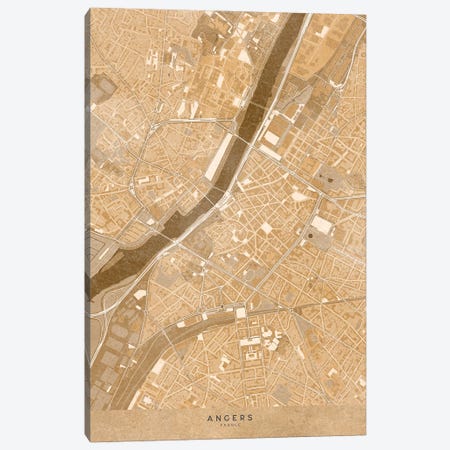 Sepia Vintage Map Of Angers Downtown (France) Canvas Print #RLZ568} by blursbyai Canvas Art