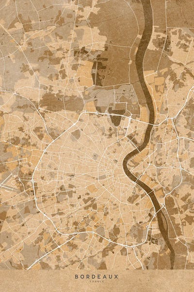 Sepia Vintage Map Of Bordeaux (France)