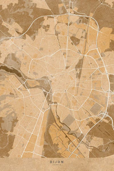 blursbyai: Gray Map Of Dijon (France) In Vintage Style by blursbyai