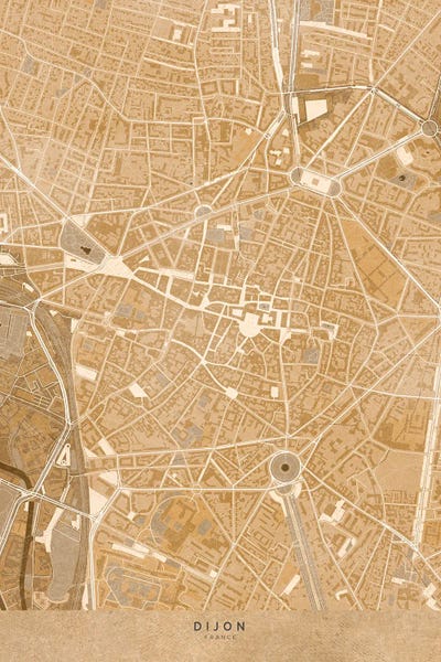 Sepia Vintage Mao Of Dijon Downtown (France) by blursbyai multi panel art