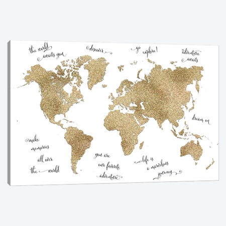 Inspirational Quotes Nursery World Map Canvas Print #RLZ57} by blursbyai Canvas Art Print