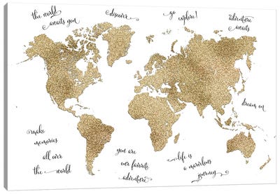 Inspirational Quotes Nursery World Map Canvas Art Print - World Map Art