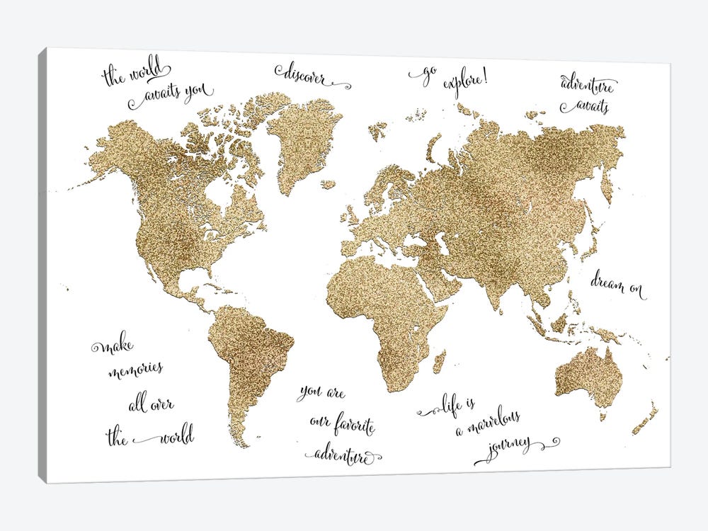 Inspirational Quotes Nursery World Map by blursbyai 1-piece Canvas Art Print