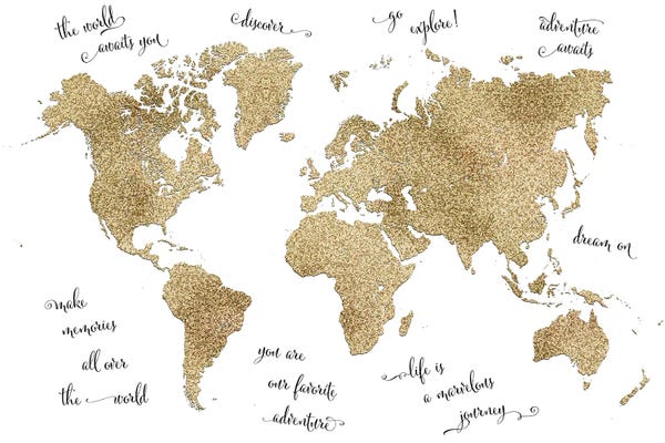 Globes: Inspirational Quotes Nursery World Map by blursbyai