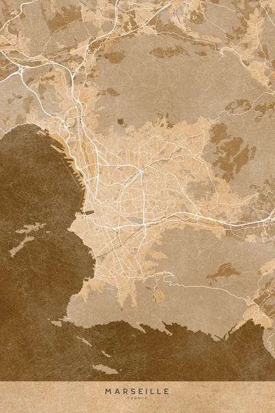 Sepia Vintage Map Of Marseille (France)