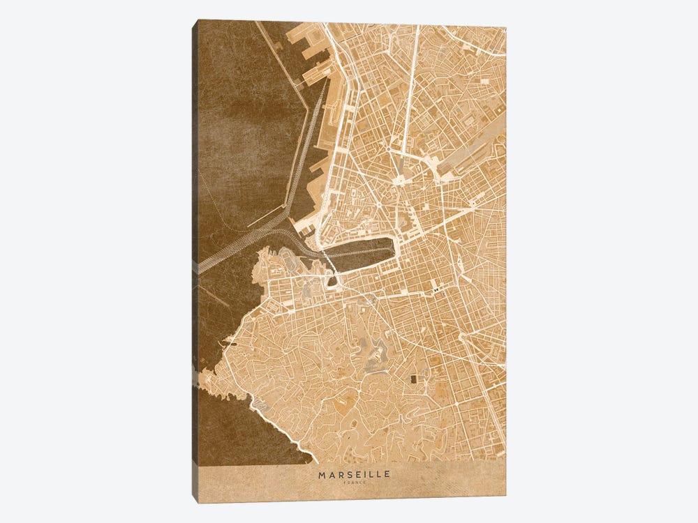 Sepia Vintage Map Of Montpellier Downtown (France) by blursbyai 1-piece Art Print