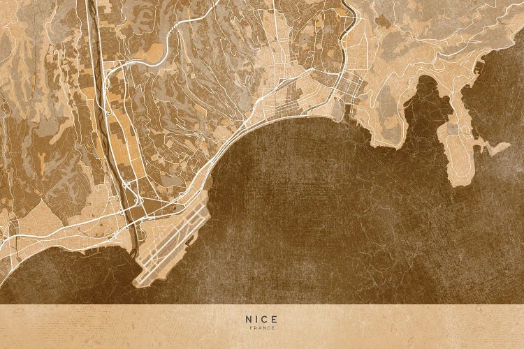 Sepia Vintage Map Of Nice (France)