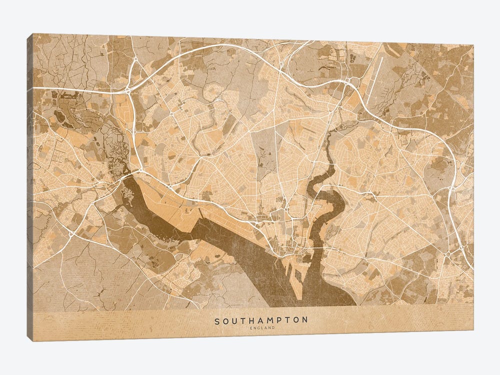 Map Of Southampton (England) In Sepia Vintage Style by blursbyai 1-piece Art Print