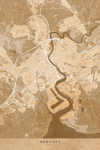 blursbyai: Map Of Newport (England) In Sepia Vintage Style by blursbyai