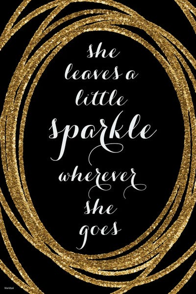 She Leaves A Little Sparkle In Gold And Black by blursbyai art print