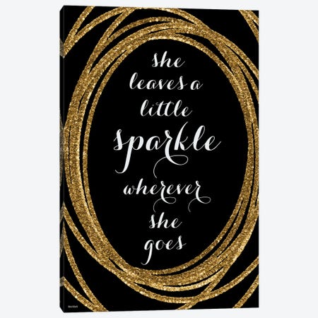 She Leaves A Little Sparkle In Gold And Black Canvas Print #RLZ62} by blursbyai Canvas Art Print
