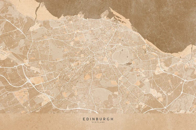 Map Of Edinburgh (Scotland) In Sepia Vintage Style