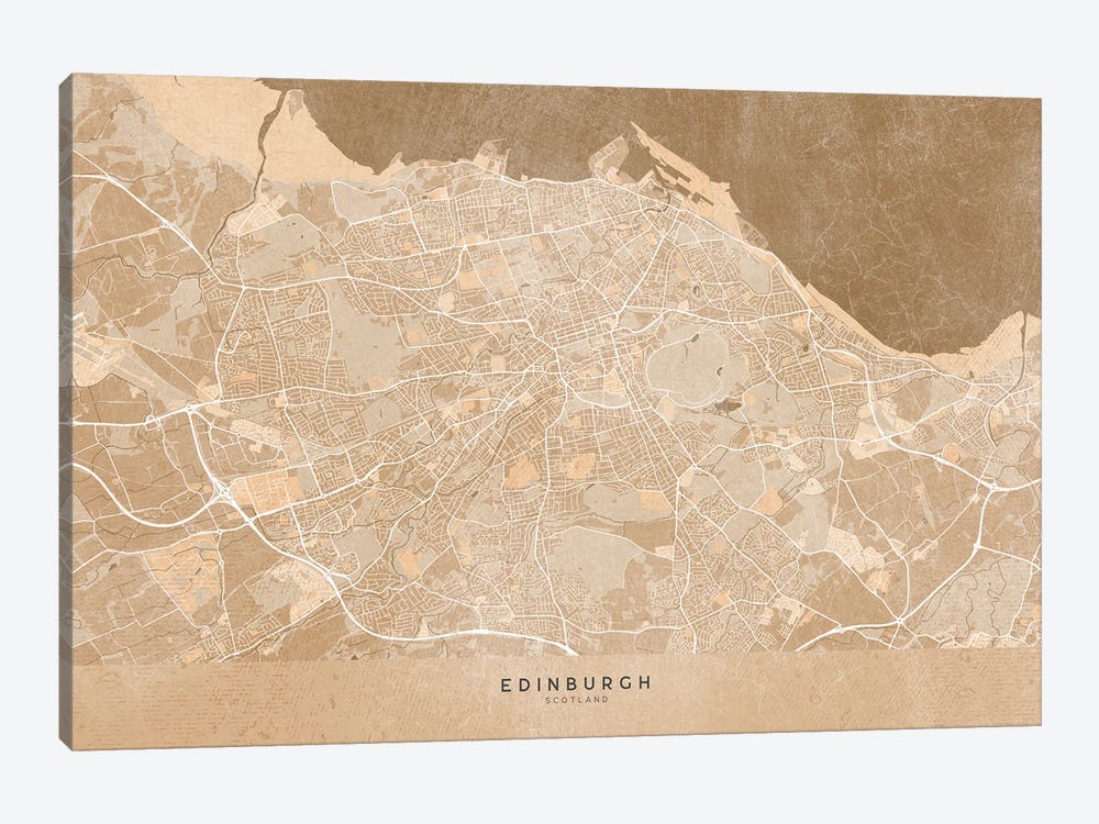 Map Of Edinburgh (Scotland) In Sepia Vintage Style by blursbyai 1-piece Art Print