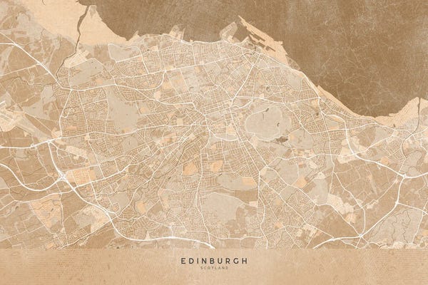 Vintage & Retro: Map Of Edinburgh (Scotland) In Sepia Vintage Style by blursbyai