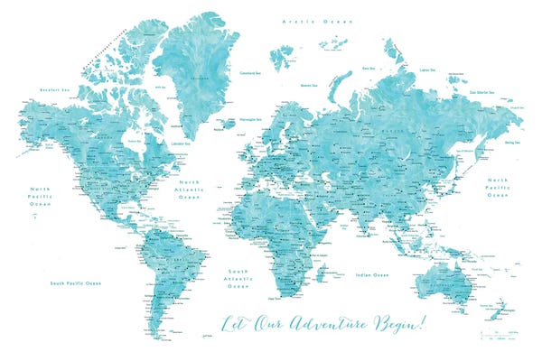 blursbyai: Detailed World Map With Cities Our Adventure Begins by blursbyai