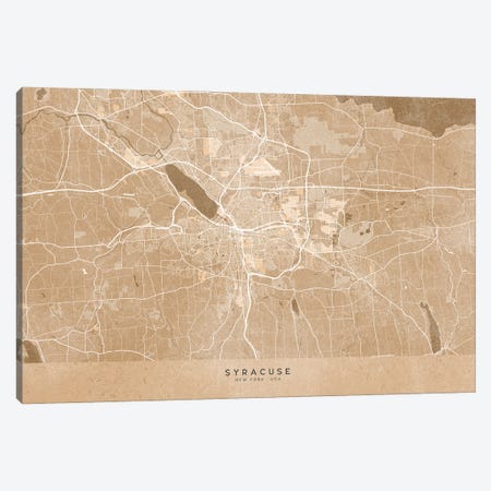 Map Of Syracuse (New York, USA) In Sepia Vintage Style Canvas Print #RLZ665} by blursbyai Canvas Art