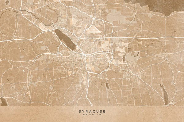 blursbyai: Map Of Syracuse (New York, USA) In Sepia Vintage Style by blursbyai