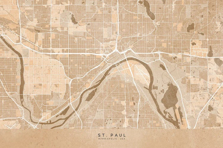 Map Of St. Paul (Minneapolis, USA) In Sepia Vintage Style