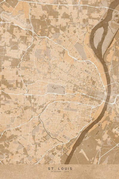 Map Of St, Louis (Missouri, USA) In Sepia Vintage Style by blursbyai multi panel art