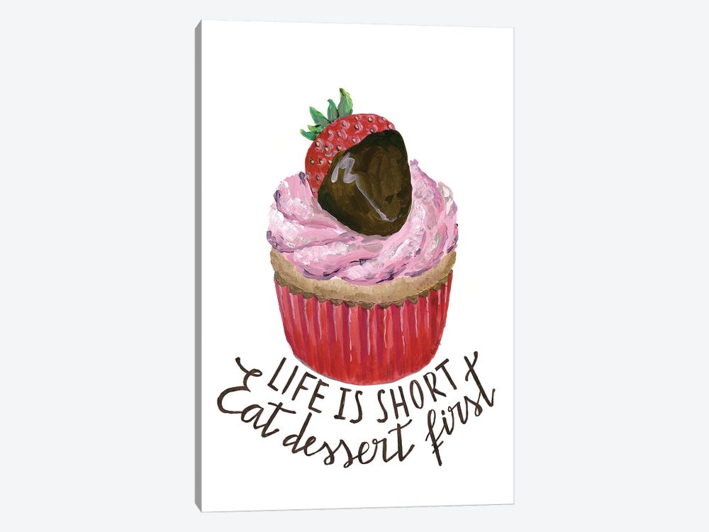 Life Is Short With Strawberry Cupcake by blursbyai 1-piece Art Print
