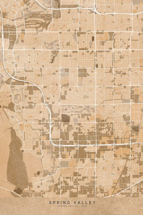 Map Of Spring Valley (Nevada, USA) In Sepia Vintage Style