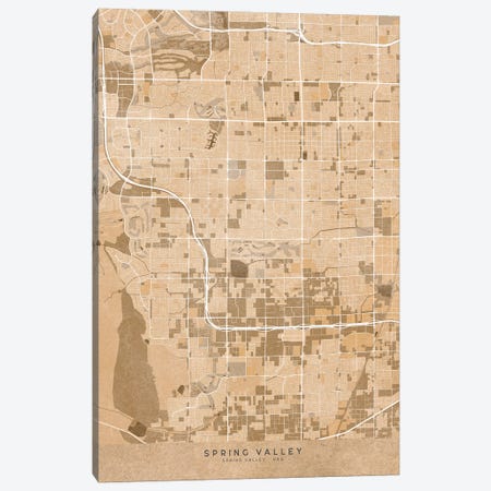 Map Of Spring Valley (Nevada, USA) In Sepia Vintage Style Canvas Print #RLZ670} by blursbyai Canvas Art