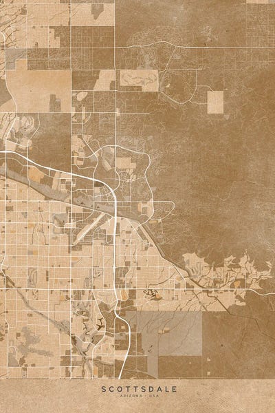 Vintage & Retro: Map Of Scottsdale (Arizona, USA) In Sepia Vintage Style by blursbyai