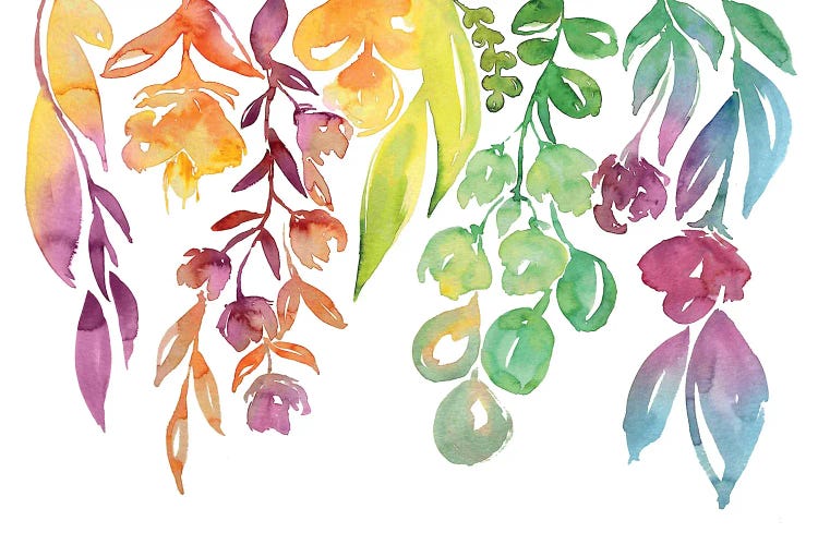 Colorful Loose Florals by blursbyai wall art