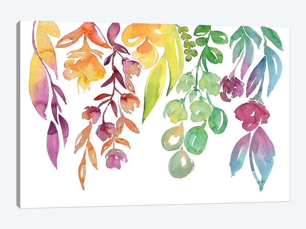 Colorful Loose Florals by blursbyai 1-piece Canvas Art Print
