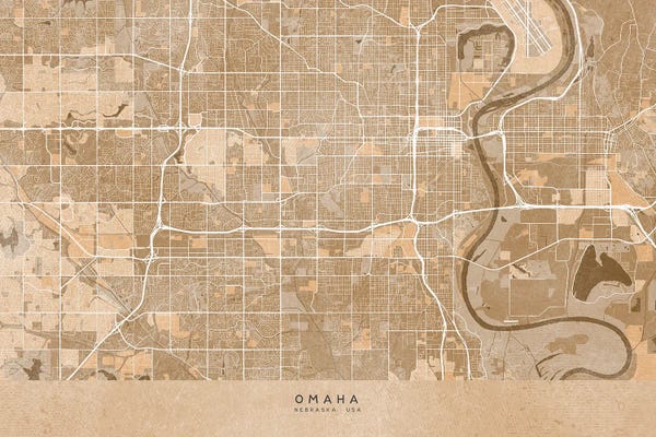 blursbyai: Map Of Omaha (Ne, USA) In Sepia Vintage Style by blursbyai