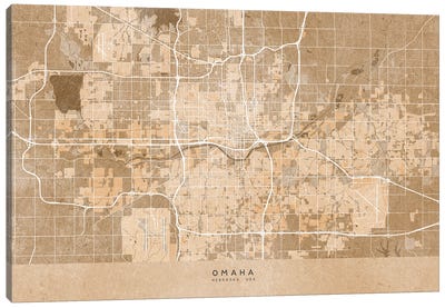 Map Of Oklahoma City (Ok, USA) In Sepia Vintage Style Canvas Art Print - Vintage Maps