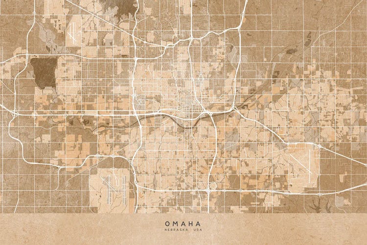 Map Of Oklahoma City (Ok, USA) In Sepia Vintage Style by blursbyai wall art