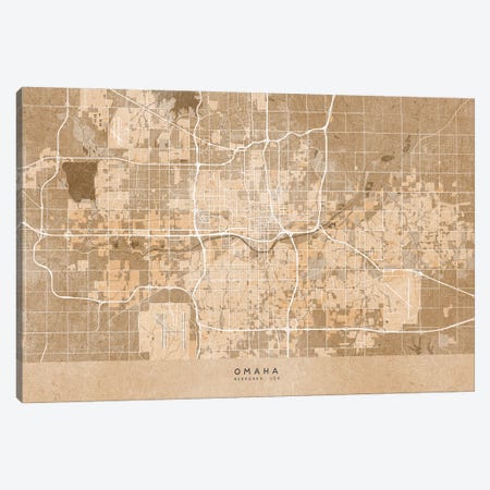 Map Of Oklahoma City (Ok, USA) In Sepia Vintage Style Canvas Print #RLZ692} by blursbyai Canvas Art