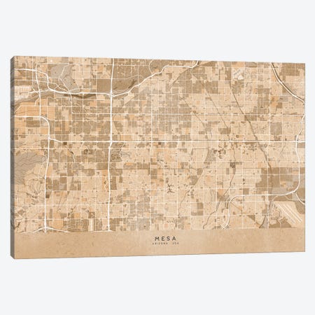 Map Of Mesa (Az, USA) In Sepia Vintage Style Canvas Print #RLZ702} by blursbyai Canvas Artwork