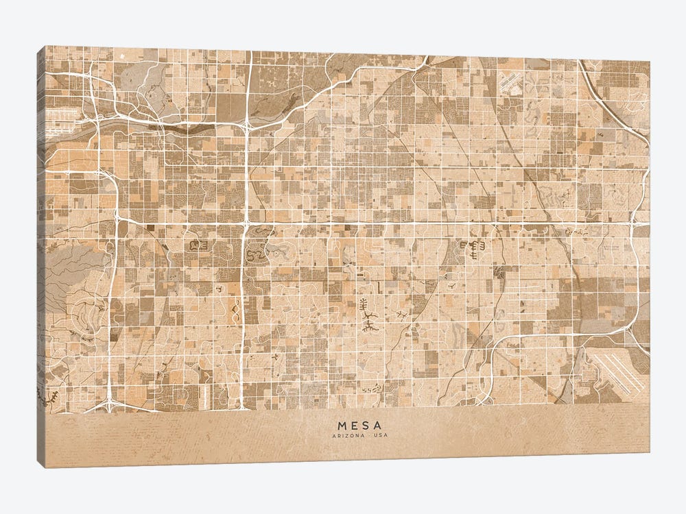Map Of Mesa (Az, USA) In Sepia Vintage Style by blursbyai 1-piece Art Print