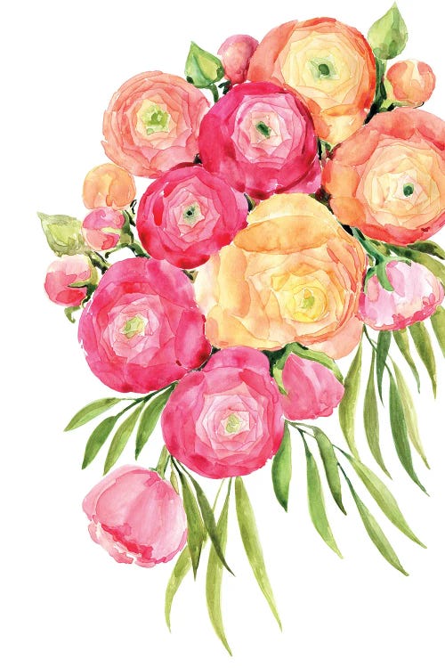 Sanyai Watercolor Ranunculus Bouquet