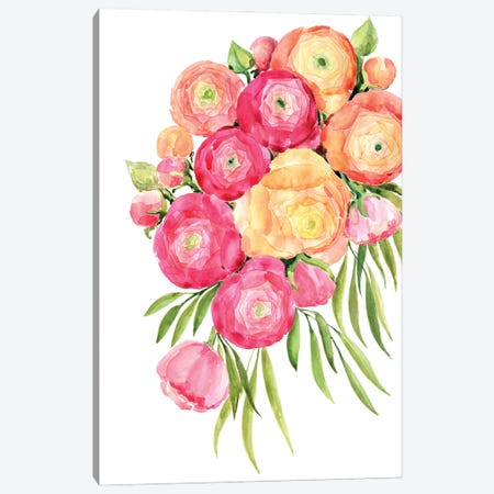 Sanyai Watercolor Ranunculus Bouquet Canvas Print #RLZ706} by blursbyai Canvas Print