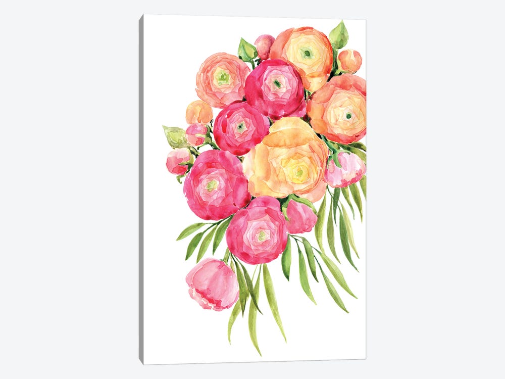 Sanyai Watercolor Ranunculus Bouquet by blursbyai 1-piece Art Print