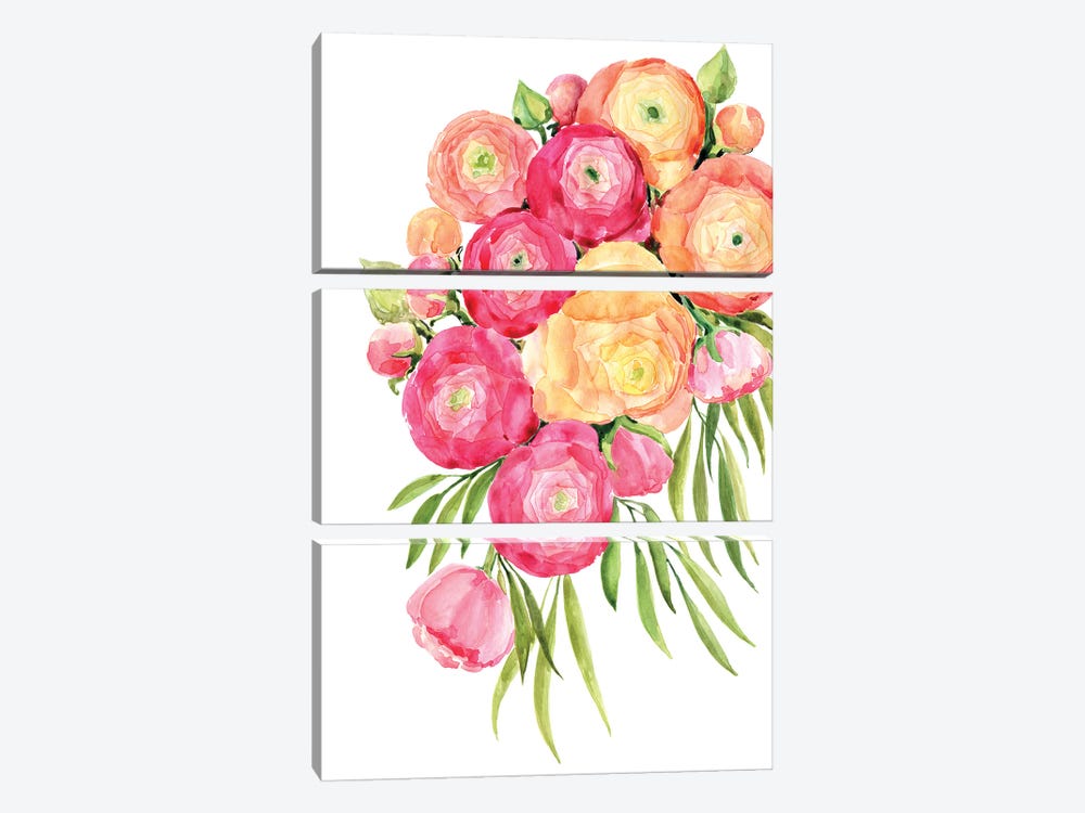 Sanyai Watercolor Ranunculus Bouquet by blursbyai 3-piece Art Print