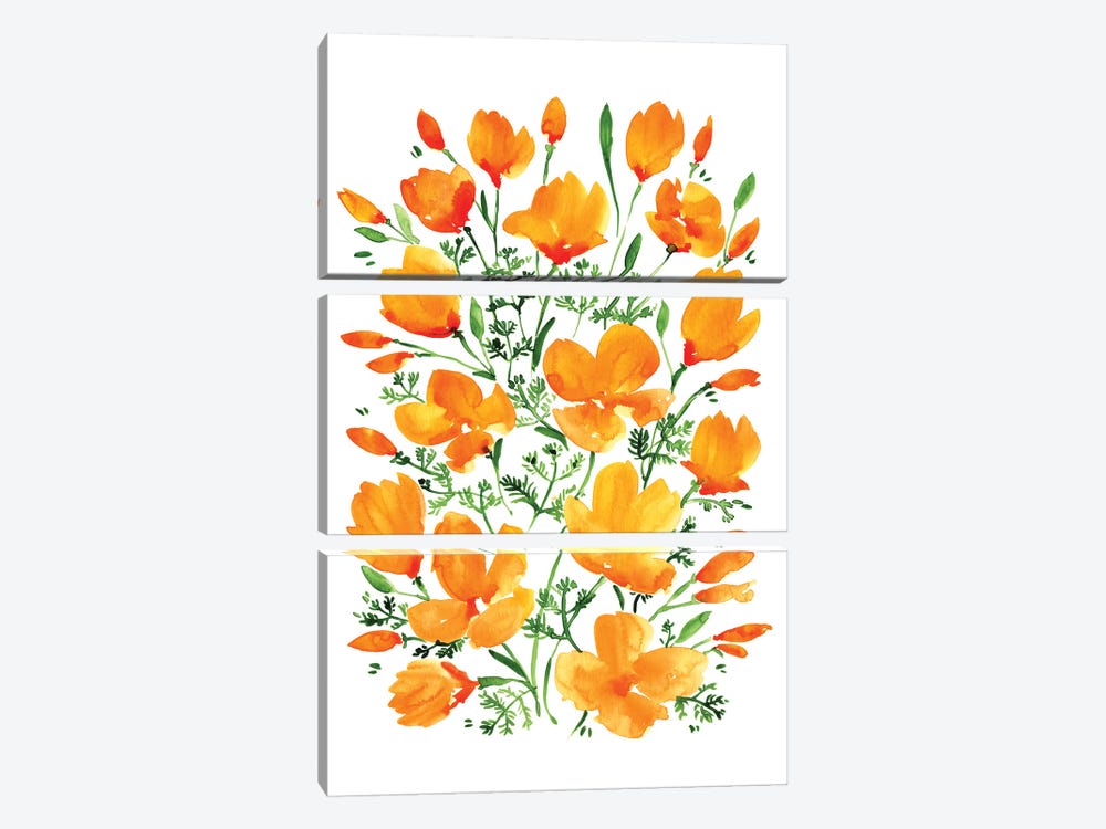Watercolor California Poppies by blursbyai 3-piece Art Print