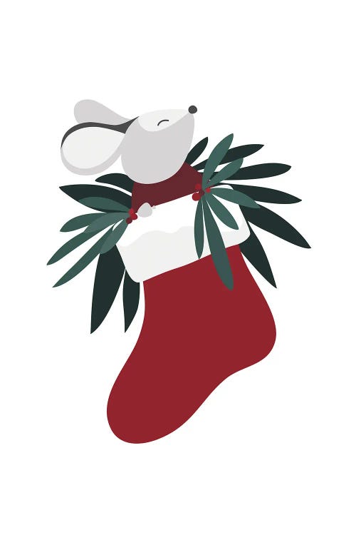 Cute Mouse In A Christmas Stocking