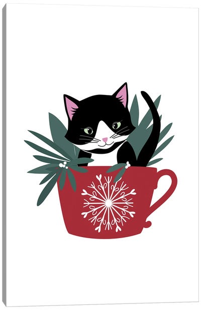 My Cat Coco In A Holiday Mug Canvas Art Print - blursbyai